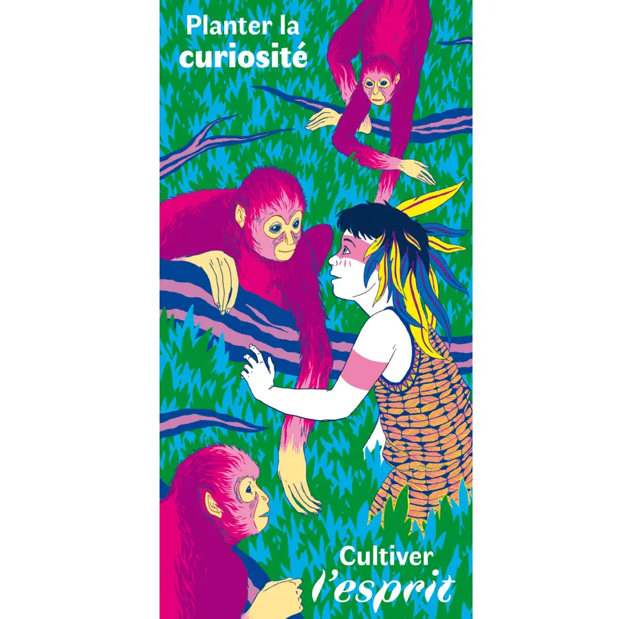 Illustration colorée et poétique - amazonie - proverbe sur la culture et curiosité