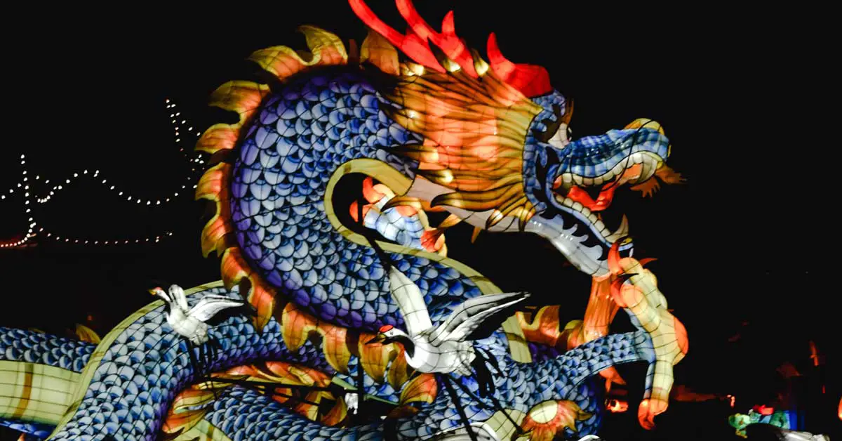 Un dragon dans le centre ville de Rezé pour fêter le jour de l'an chinois // Rezé