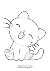 dessin kawaii chat coloriage à imprimer gratuit