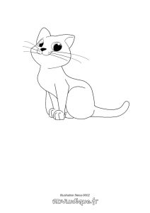 dessin chat chatte kawaii à colorier coloriage