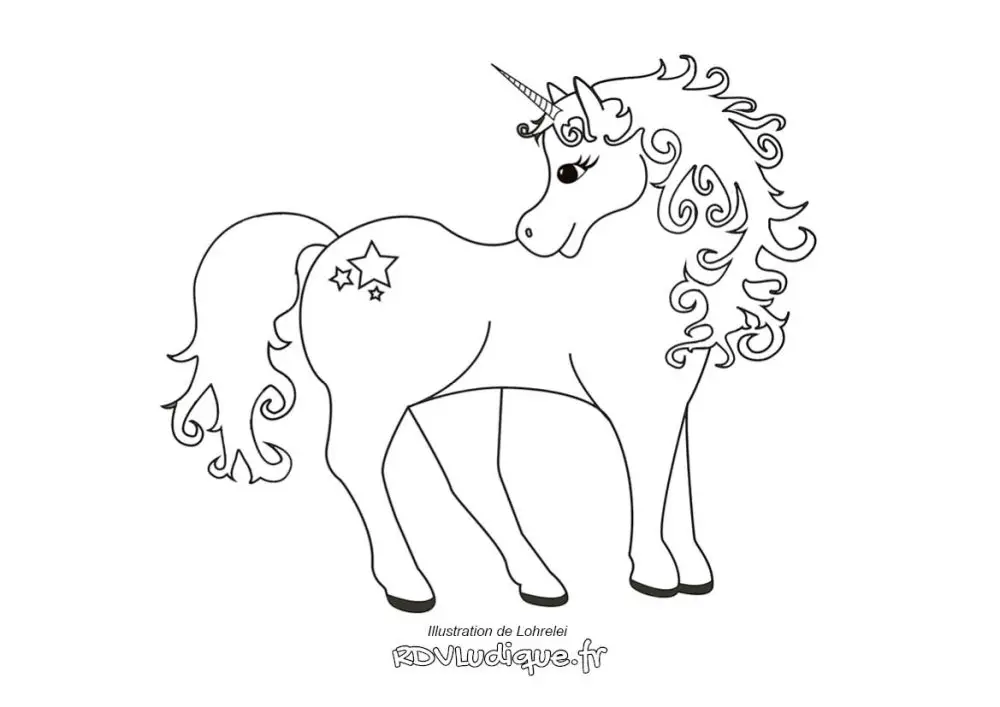 Coloriage licorne - Dessin licorne a imprimer - 3 - RDVLudique