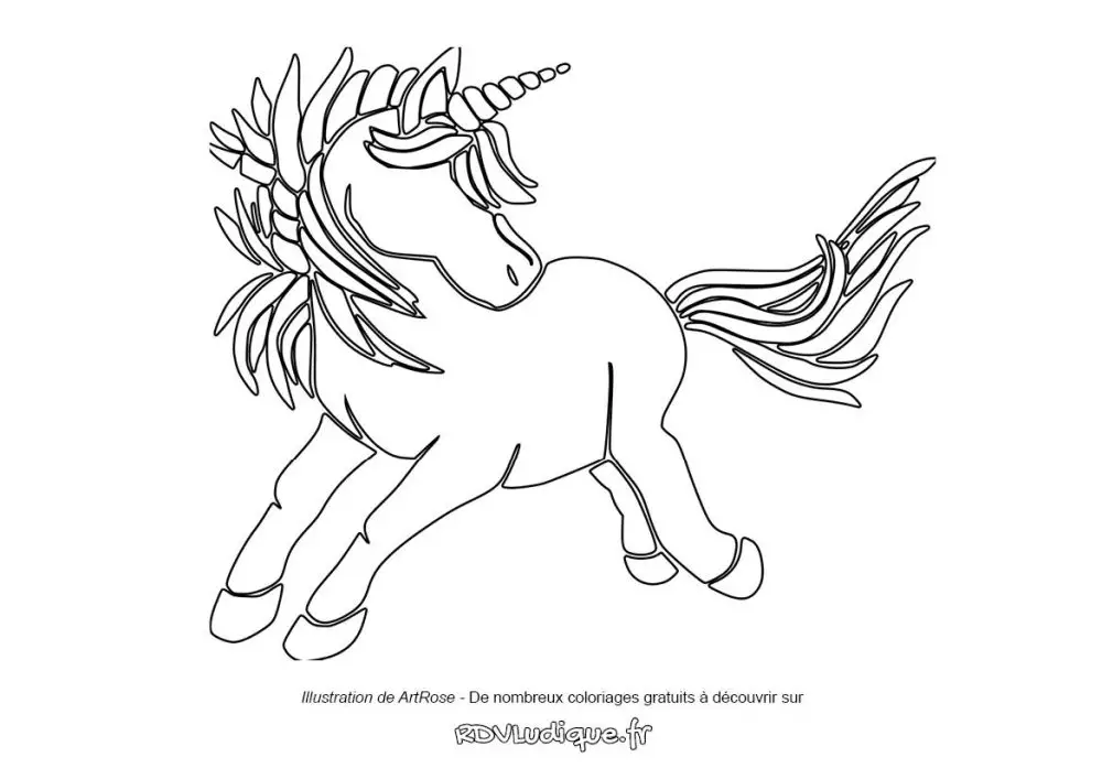 Coloriage licorne - Dessin licorne a imprimer - 1 - RDVLudique