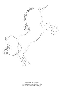 Coloriage licorne silhouete - cheval cabré licorne cabrée à colorier