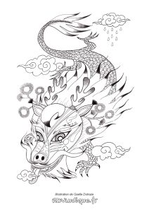 dessin coloriage animaux kawaii Dragon à imprimer et colorier - coloriage dessin à colorier de Gaëlle Duhazé