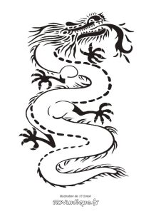 coloriage dragon dessin à colorier - flamme -style chinois
