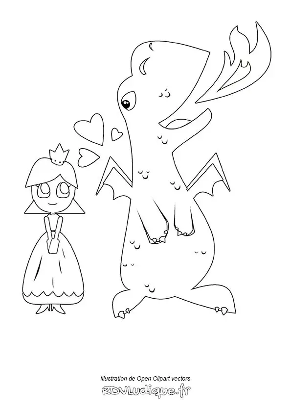 dessin coloriage dragon princesse enfant