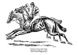 dessin cheval paysage - course hippique jokey hippodrome - Open Clipart Vectors