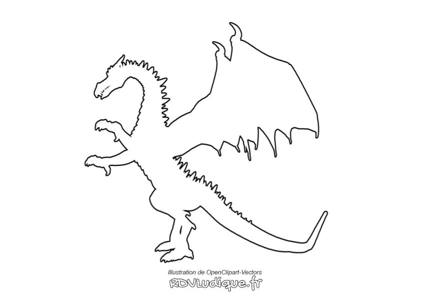 coloriage dragon dessin dragon à colorier silhouette dragon dressé sur ces pattes